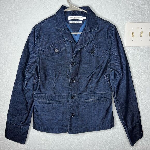 Tommy Hilfiger Jeans Navy Blue Corduroy Women’s Blazer Jacket Sz Large - Picture 2 of 10